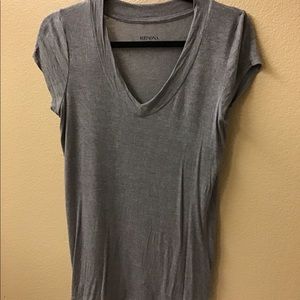 Gray v neck top